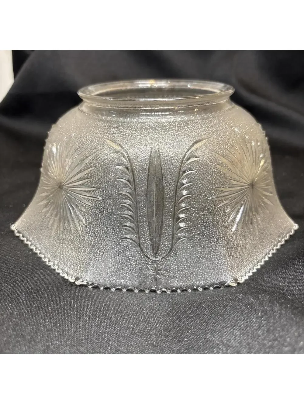 VTG MCM Stippled Pressed Glass Light Shade Starburst Atomic 3.25” Fit Great Con.